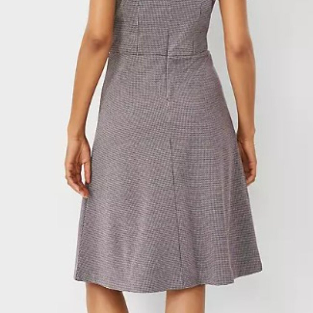 Ann Taylor Burgundy Houndstooth Pattern Flare Dre… - image 3